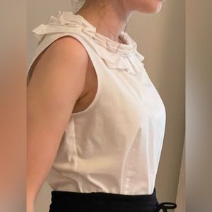 Brooks Brothers Size 2 Ruffle Neck White Blouse. NEW without tags.